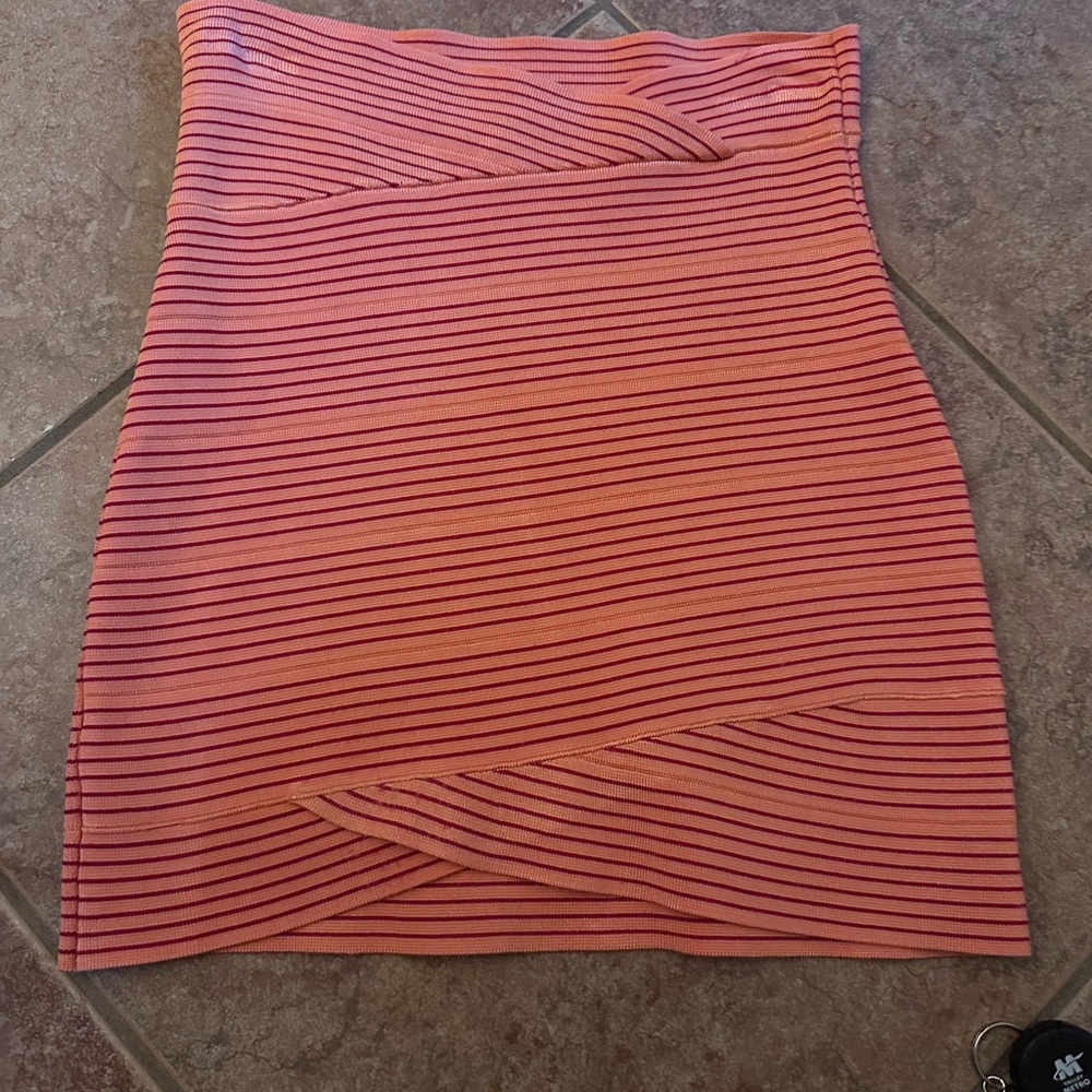 Freeway Red and Orange Striped Bondage Mini Skirt Small